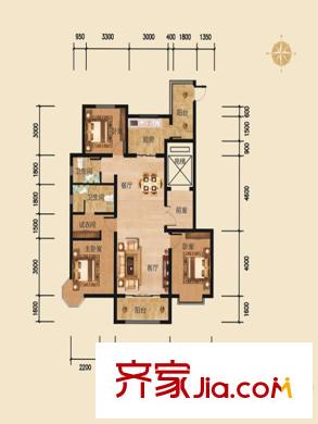帝景公館戶型圖A1戶型 3室2廳2衛(wèi)1廚