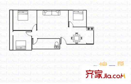 東崗路司法局宿舍 3室 戶型圖