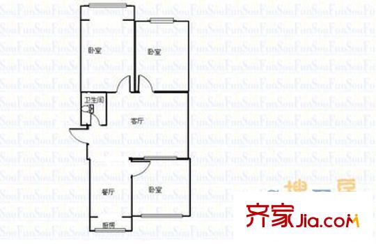 東崗路司法局宿舍 3室 戶型圖