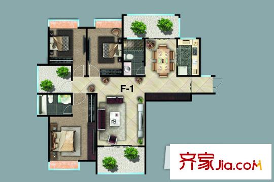 花前樹下戶型圖3室2廳 3室2廳