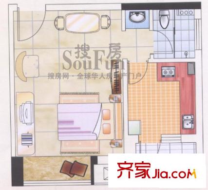 都市蘭亭戶型圖單間 1室