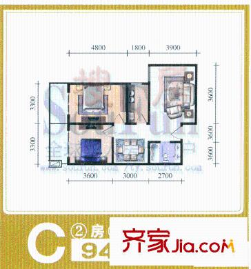 碧水云天戶型圖2室2廳1衛(wèi)1廚