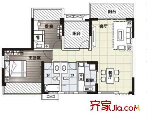 米蘭小鎮(zhèn)戶(hù)型圖2室2廳 2室2廳