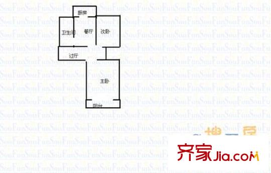 迎澤賓館住宅小區(qū) 2室 戶型圖