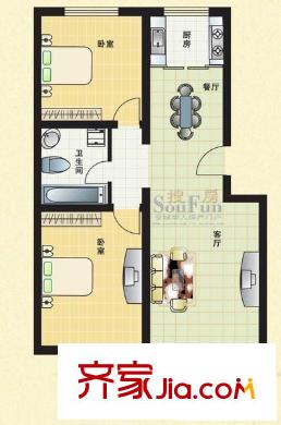 榆纜書林世家戶型圖戶型： 2室2廳1衛(wèi)1廚