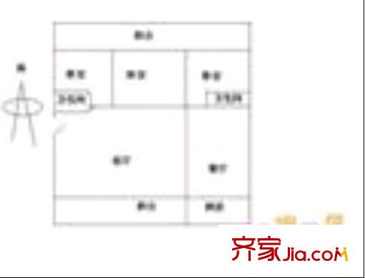 太原市地方稅務(wù)局直屬分局宿舍 3室 戶型圖