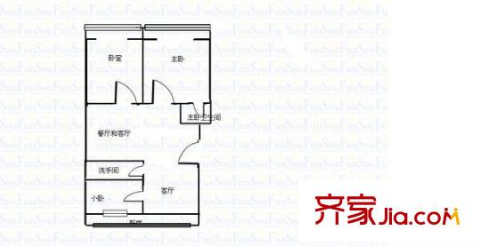 太原市地方稅務(wù)局直屬分局宿舍 3室 戶型圖