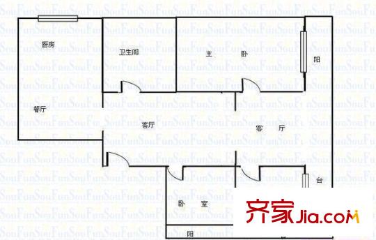 山醫(yī)二院宿舍戶型圖3 3室