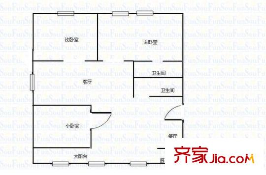 生物技術(shù)家屬樓戶型圖1 3室