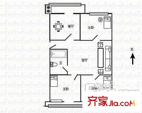 少體校宿舍戶型圖1 3室