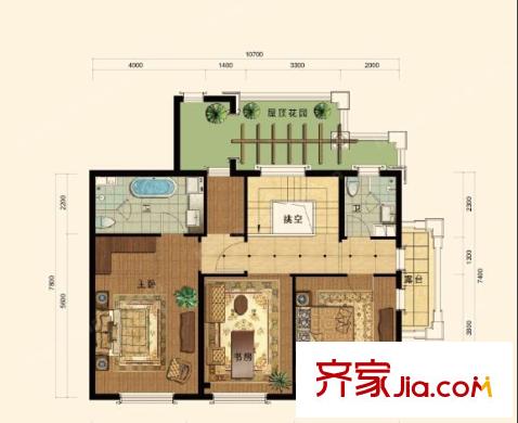 桃花島城市花園戶型圖三室一廳 戶型圖 3室1廳