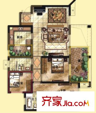 新地東方花都戶型圖3室2廳 戶型圖 3室2廳