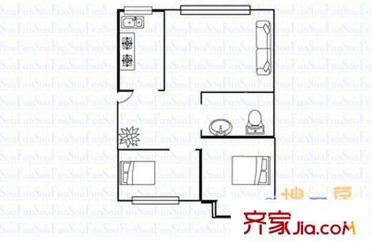 省第二建筑工程公司塢城小區(qū) 2室 戶型圖