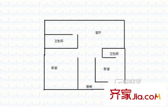 山西紙張公司宿舍戶型圖45小區(qū) 2室