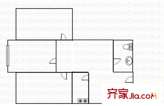 省電視臺(tái)宿舍 3室 戶型圖