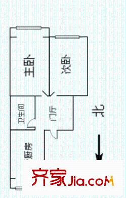 省電視臺(tái)宿舍 2室 戶型圖