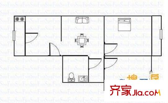 省物資局宿舍 2室 戶型圖