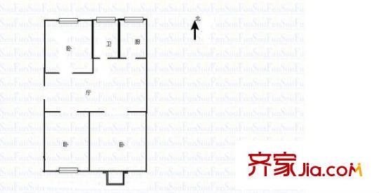 省中醫(yī)研究所宿舍 3室 戶型圖