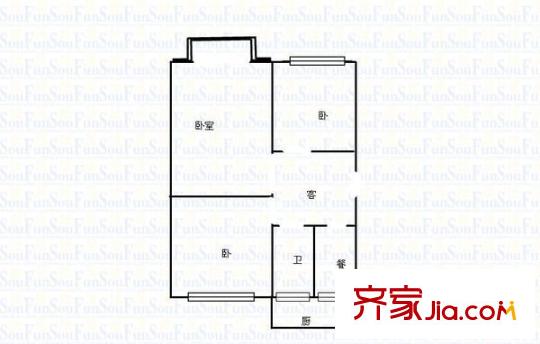 省中醫(yī)研究所宿舍 3室 戶型圖