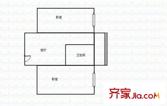 山西省物資管理儲(chǔ)備局并州北路家屬院小區(qū) 2室 戶型圖