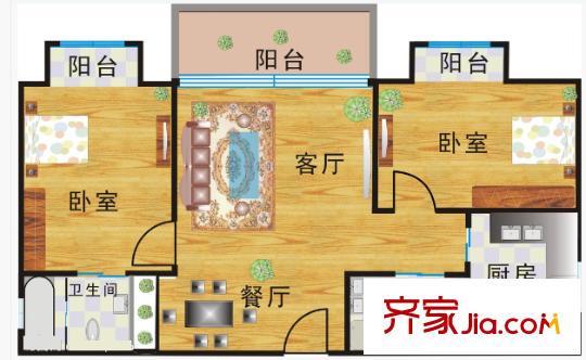 寶安花園戶型圖二室二廳 戶型圖 2室2廳