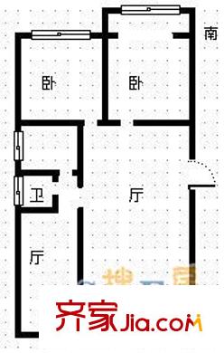 汽配廠宿舍 2室 戶(hù)型圖