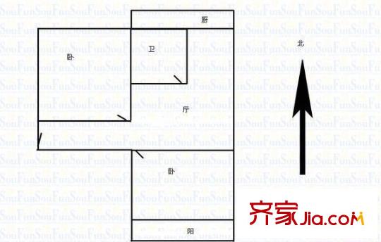 面粉一廠四宿舍 2室 戶型圖