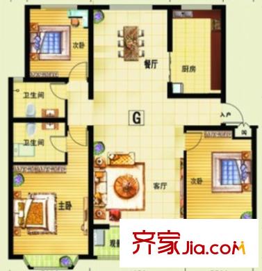 景虹花園戶型圖三室二廳 戶型圖 3室2廳
