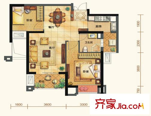 融僑錦江戶型圖2室2廳 2室2廳