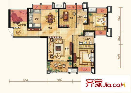 融僑錦江戶型圖3室2廳 3室2廳
