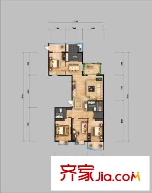 龍湖御景戶型圖1 3室
