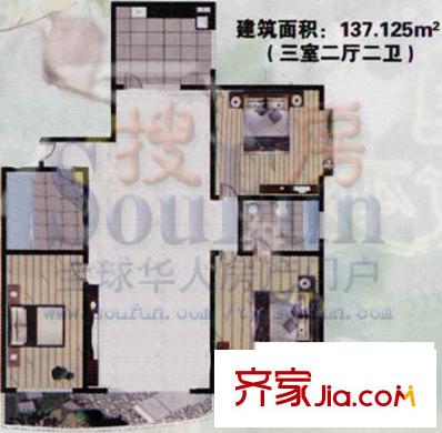 麗景南中環(huán)戶型圖3室2廳2衛(wèi)1廚