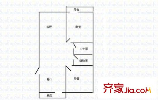 酒苑小區(qū) 2室 戶型圖