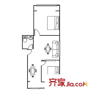 警苑小區(qū) 2室 戶型圖