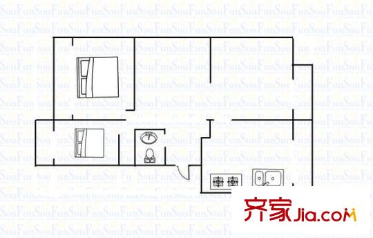 警備小區(qū) 2室 戶(hù)型圖