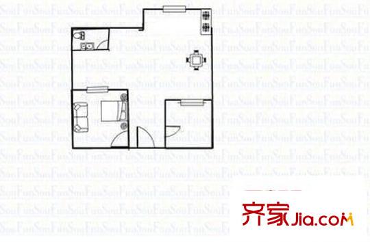 交通科學研究院宿舍 2室 戶型圖