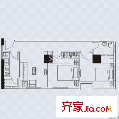 澳門銀座戶型圖P 2室1廳1衛(wèi)
