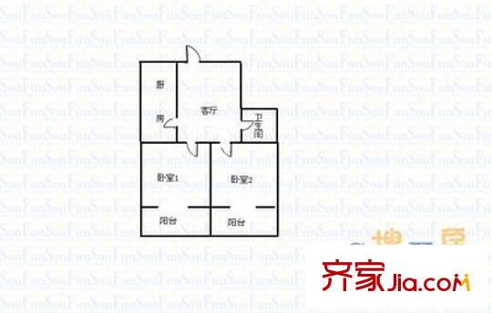 晉機(jī)和平小區(qū) 2室 戶(hù)型圖