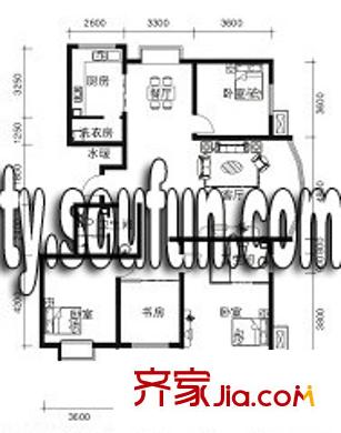 金潞苑戶型圖B戶型 4室2廳2衛(wèi)1廚