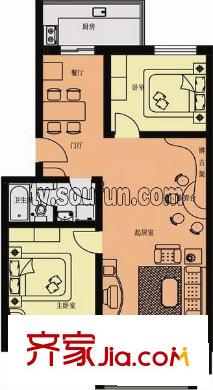 匯豪瀾灣戶型圖戶型圖F 2室2廳1衛(wèi)