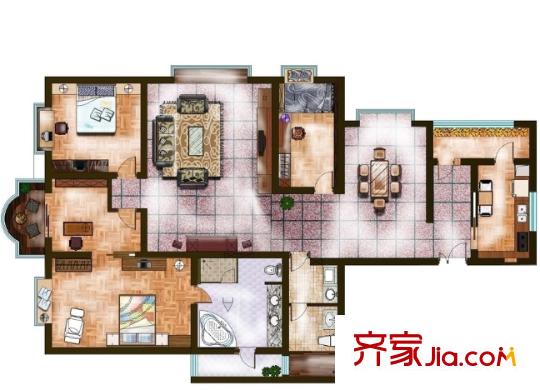 威嘉白金領(lǐng)域戶型圖3室2廳 3室2廳