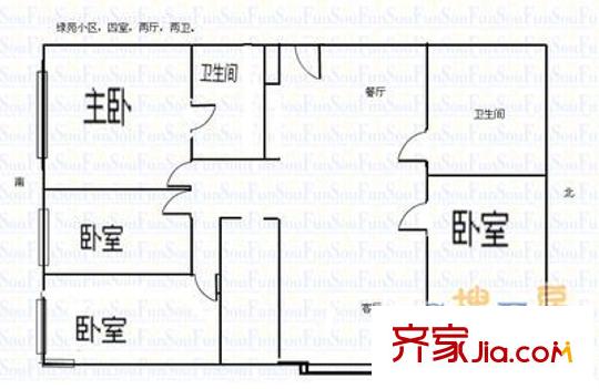 工商銀行宿舍樓 4室 戶型圖