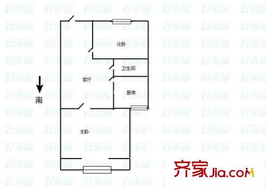 大營盤絕緣材料廠宿舍 2室 戶型圖