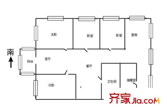 大營(yíng)盤絕緣材料廠宿舍 3室 戶型圖