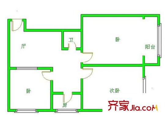 電建公司一社區(qū) 3室 戶(hù)型圖