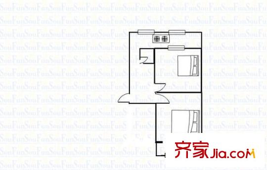電建公司一社區(qū) 2室 戶(hù)型圖