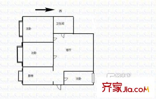 長風(fēng)商務(wù)樓戶型圖1 3室