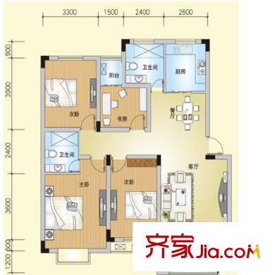 東亭小區(qū)戶型圖四室二廳 戶型圖 4室2廳