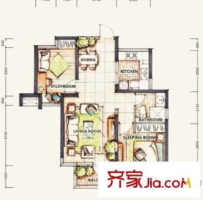 東亭小區(qū)戶(hù)型圖二室二廳 戶(hù)型圖 2室2廳