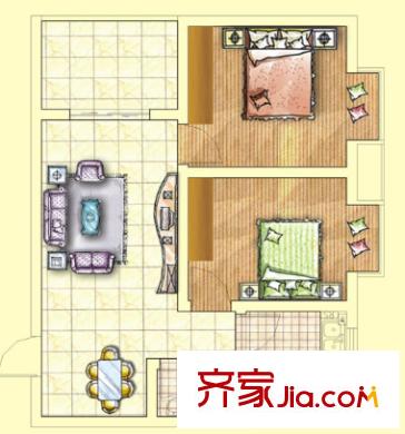 金陽新城戶型圖2室2廳 戶型圖 2室2廳